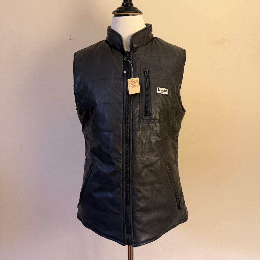 Vintage Buggirl Co Reversible‎ Puffer Vest NWT Size M Black Gray Fleece Y2K
